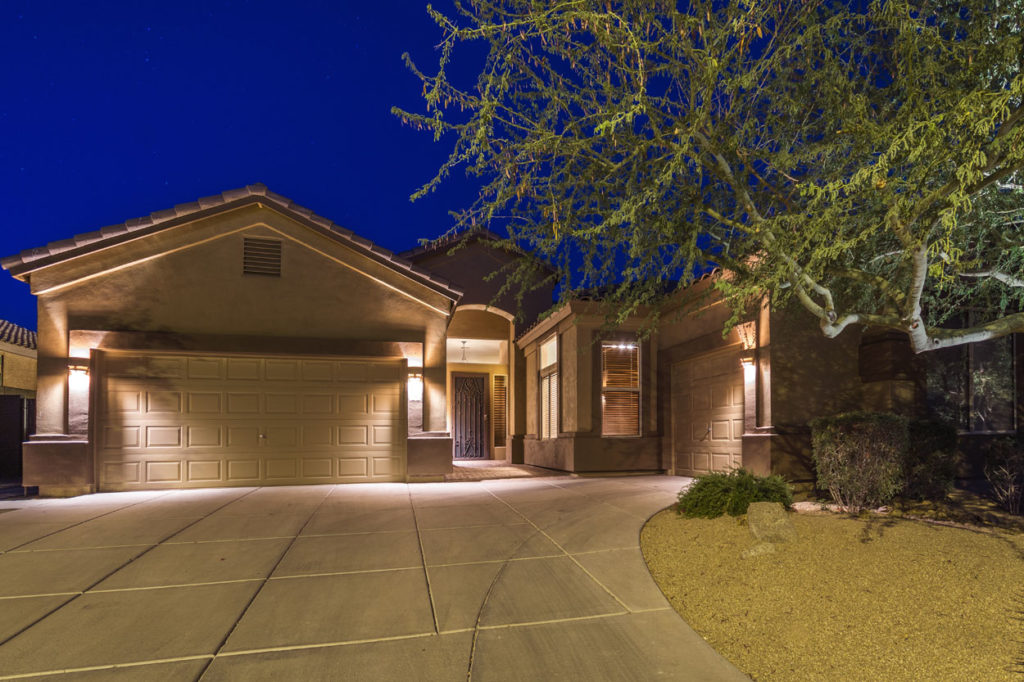 Arizona home photographed at twilight